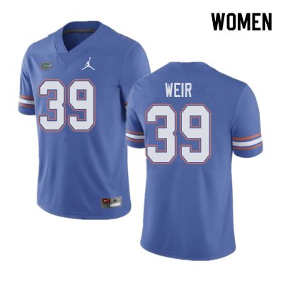 Women's Florida Gators #39 Michael Weir NCAA Jordan Brand Blue Authentic Stitched College Football Jersey BWX4862LX